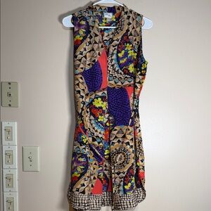 Beige by eci Sleeveless Multicolor Geometric Floral Mini Dress